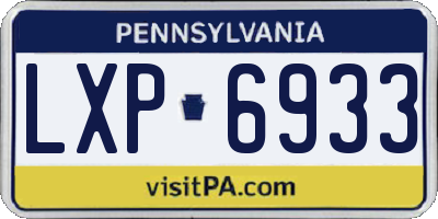 PA license plate LXP6933