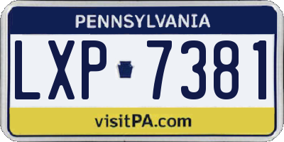 PA license plate LXP7381