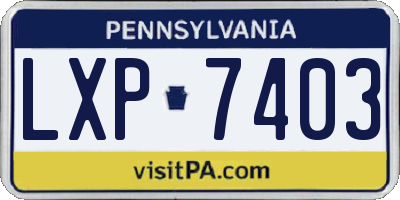 PA license plate LXP7403