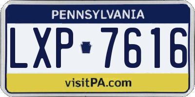 PA license plate LXP7616