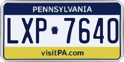 PA license plate LXP7640