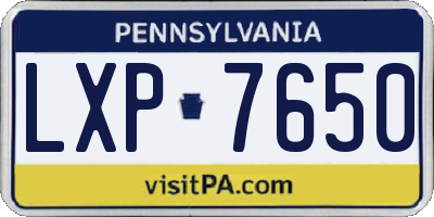 PA license plate LXP7650