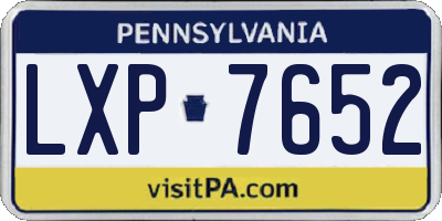 PA license plate LXP7652