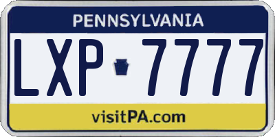 PA license plate LXP7777