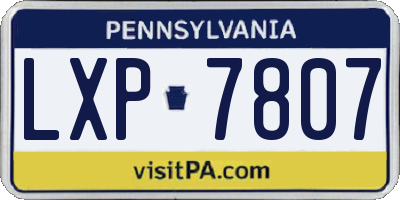 PA license plate LXP7807