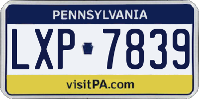 PA license plate LXP7839