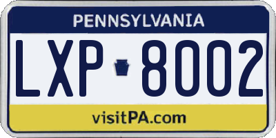 PA license plate LXP8002