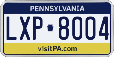 PA license plate LXP8004