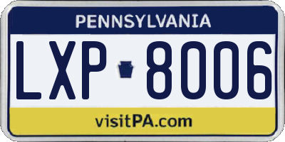PA license plate LXP8006