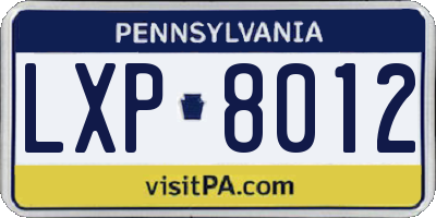 PA license plate LXP8012