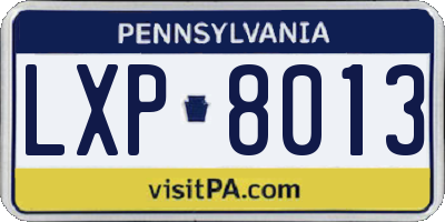 PA license plate LXP8013