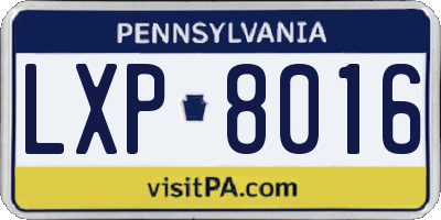 PA license plate LXP8016