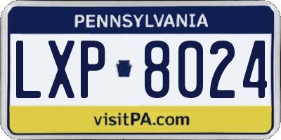 PA license plate LXP8024