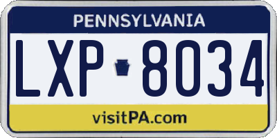 PA license plate LXP8034