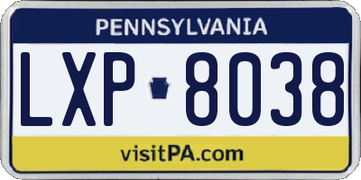 PA license plate LXP8038