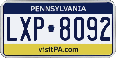 PA license plate LXP8092