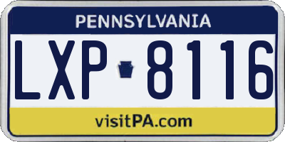 PA license plate LXP8116