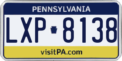 PA license plate LXP8138