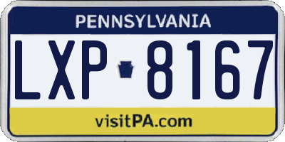 PA license plate LXP8167