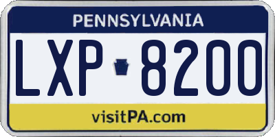 PA license plate LXP8200