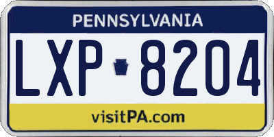 PA license plate LXP8204