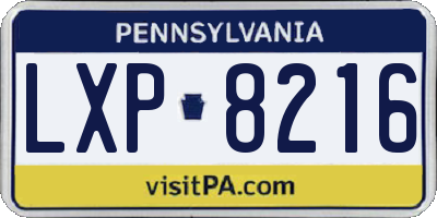 PA license plate LXP8216