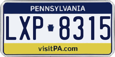 PA license plate LXP8315