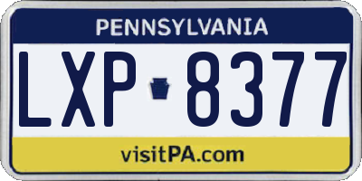 PA license plate LXP8377