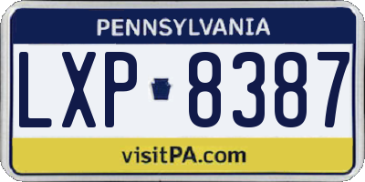 PA license plate LXP8387