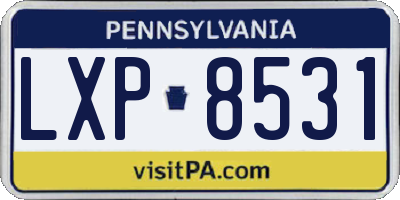 PA license plate LXP8531