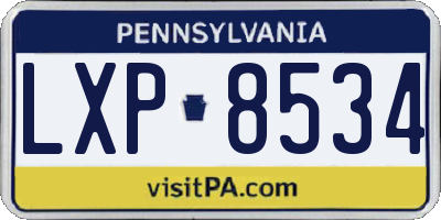 PA license plate LXP8534