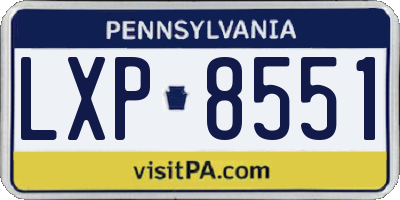 PA license plate LXP8551