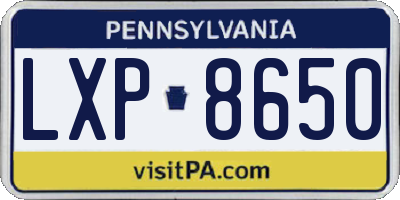 PA license plate LXP8650