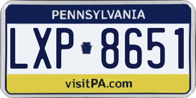 PA license plate LXP8651
