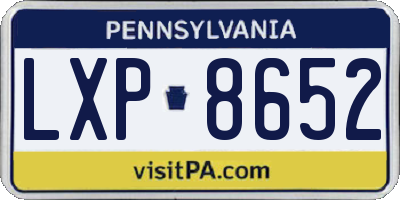 PA license plate LXP8652