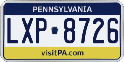 PA license plate LXP8726