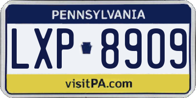 PA license plate LXP8909