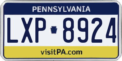 PA license plate LXP8924