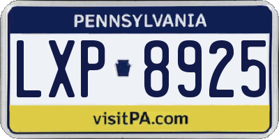 PA license plate LXP8925