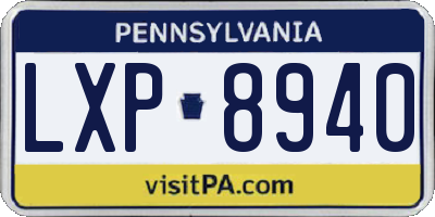 PA license plate LXP8940