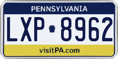 PA license plate LXP8962