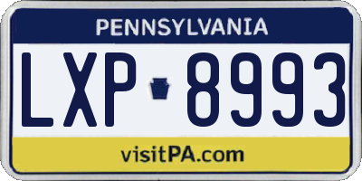 PA license plate LXP8993