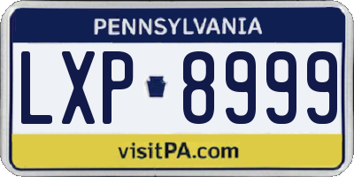 PA license plate LXP8999