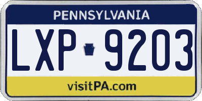 PA license plate LXP9203