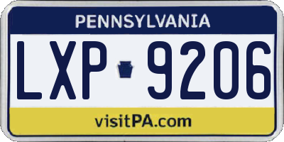 PA license plate LXP9206