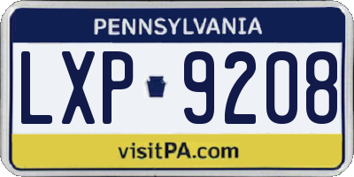 PA license plate LXP9208