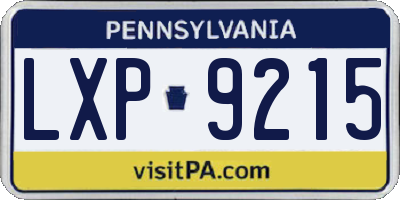 PA license plate LXP9215