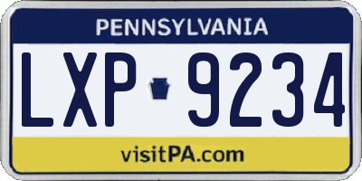 PA license plate LXP9234