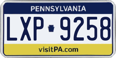 PA license plate LXP9258