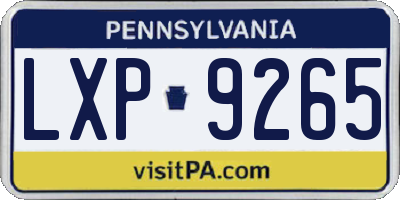 PA license plate LXP9265